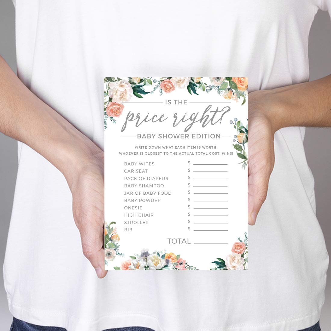 Andaz Press Peach Coral Floral Garden Party Baby Shower Collection  Is the Price Right Game Cards  20-Pack  Games Activities and Decorations